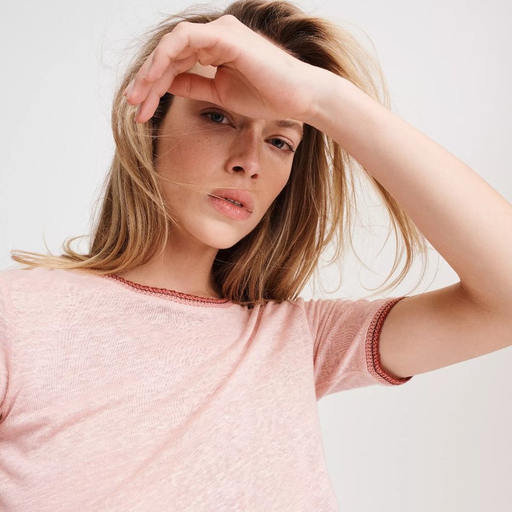 RAG & BONE dusty rose molly linen t-shirt medium